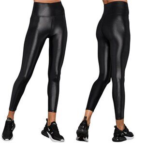 Carbon38 Carbon 38 Luxury High Rise 7/8 Black Metallic Takara Shine Leggings XS